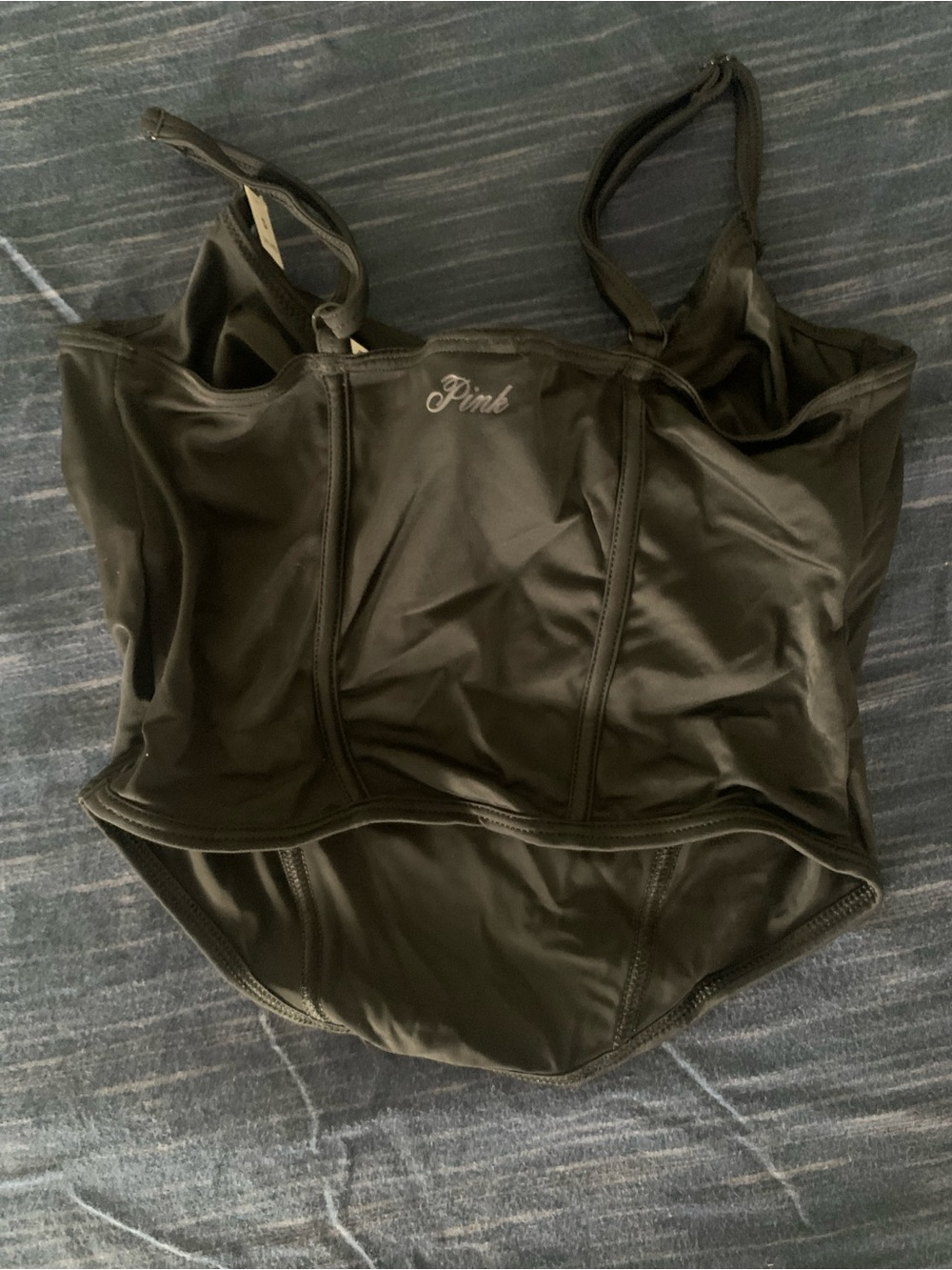 PINK Victoria's Secret Olive Green One-Piece Bodysuit